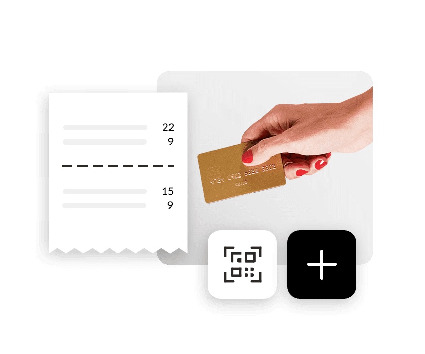 Rekening in twee gesplit en hand met creditcard