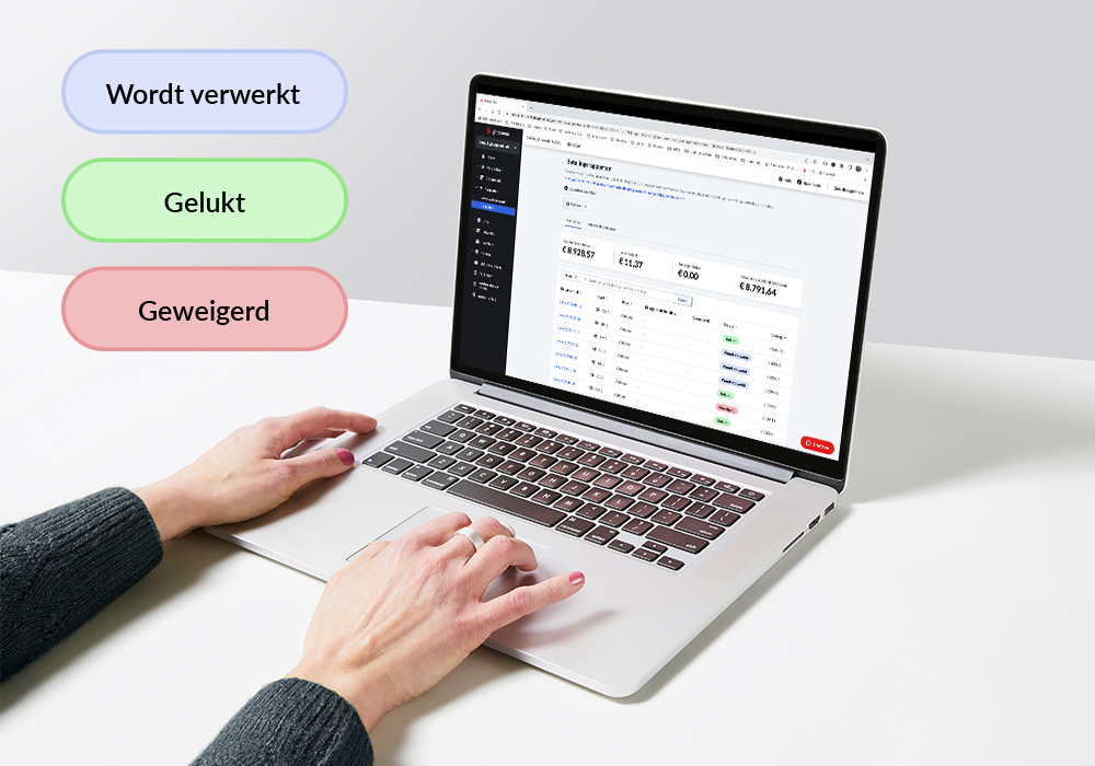 Betalingopties, Macbook met data overzicht.