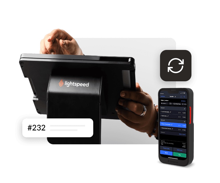Lightspeed iPad opstelling, iPhone met Tableside interface