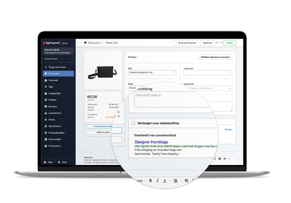 Webshop maken in de backoffice