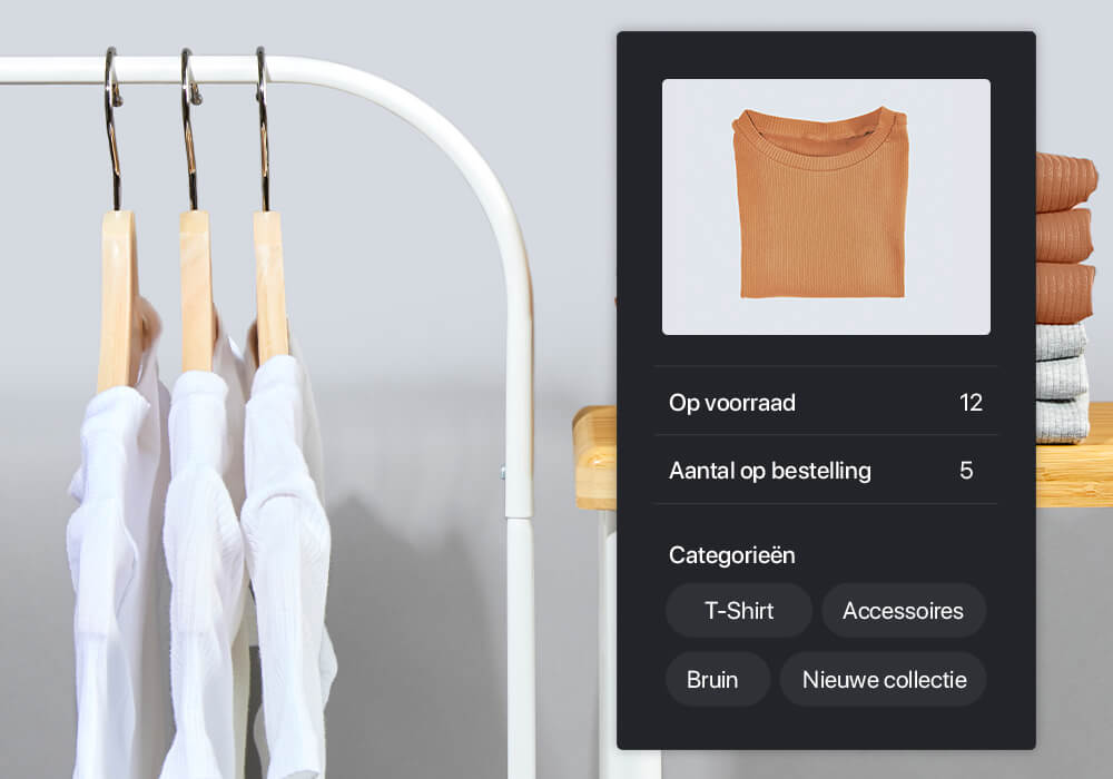 Aantal truien op voorraad in de webshop backoffice
