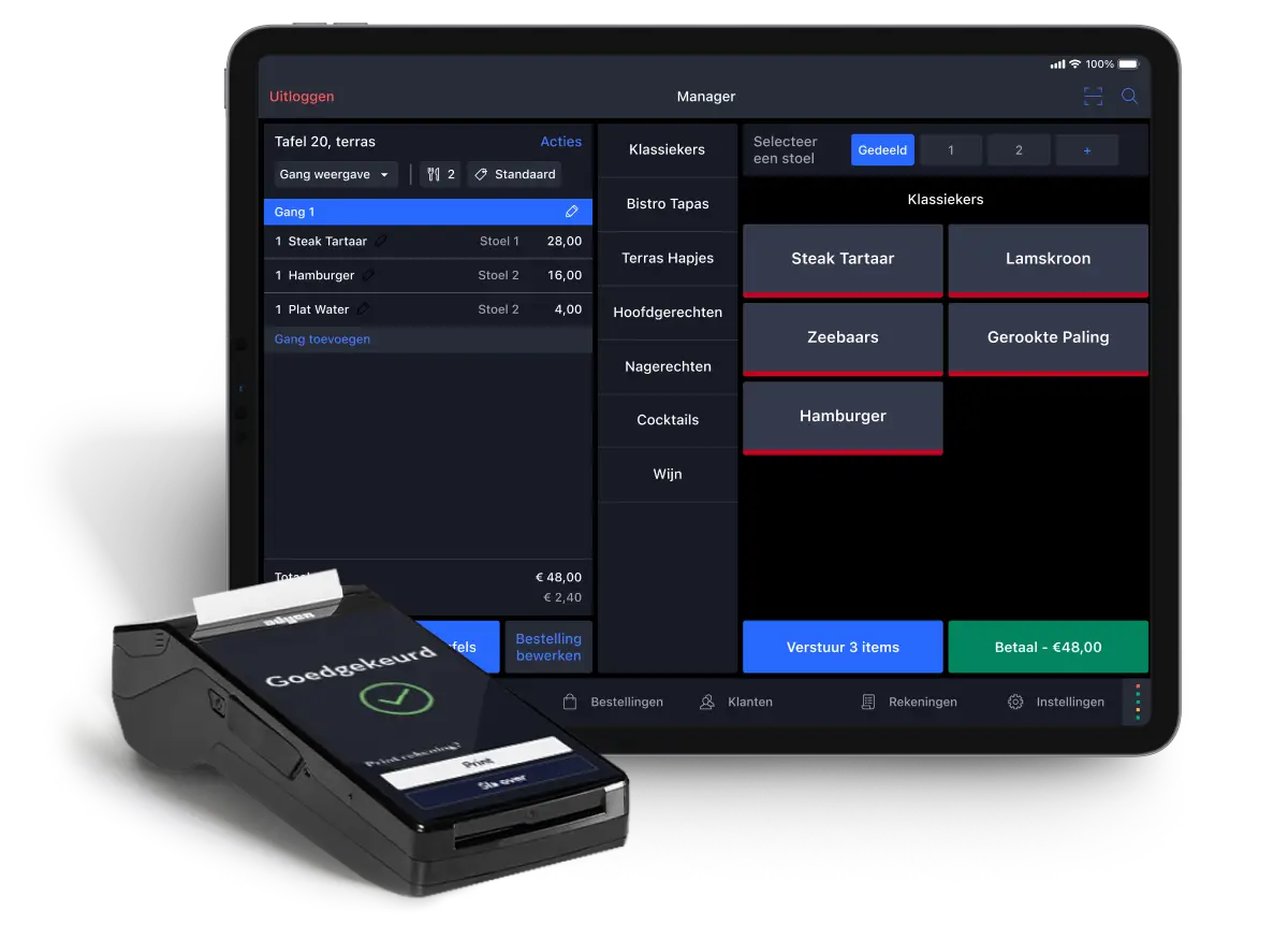 Lightspeed Kassasysteem horeca en de betaalterminal.