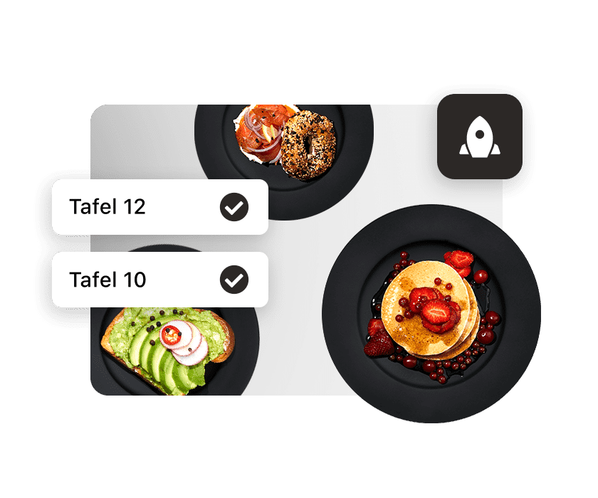 Drie gerechten en een overzicht van tafels