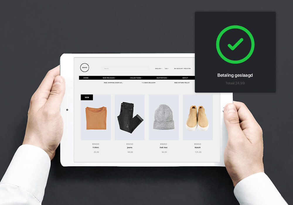 Betaling geslaagd in de kleding webshop