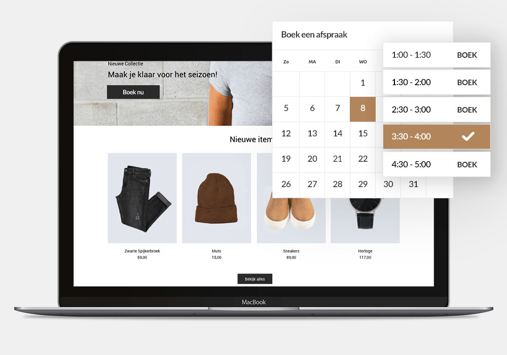 Winkelen op afspraak inplannen in een webshop