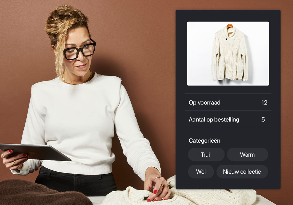 Aantal truien op voorraad in de webshop backoffice